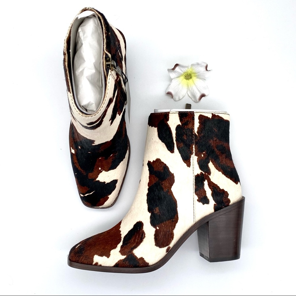 ❄️HP❄️NIB Frye Cream & Brown Calf Hair Georgia Leather Bootie, 5.5 - Picture 3 of 16